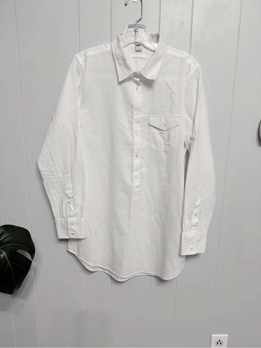 #10)  J. Crew White Casual Half Button-Down Shirt. (Please check photo #4)